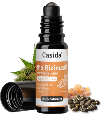Casida Bio Rizinusöl Augen Roll-On – kühlend, bei Falten & Augenringen, 10 ml