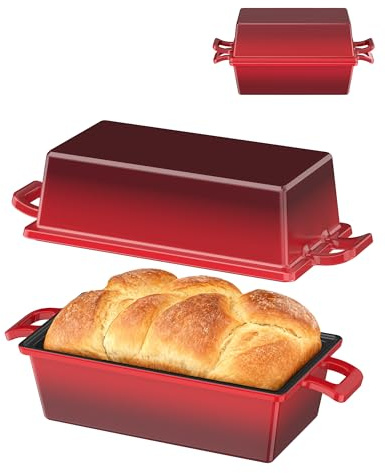 iHomara 2-in-1 Brotbackform mit Deckel, 21cm Gusseisentopf Brot Backen | Brotbacktopf, Gusseisentopf Brotbacken, Brotform, Gusseisenform, Quadratisch Brottopf, Brot Backen Zubehör