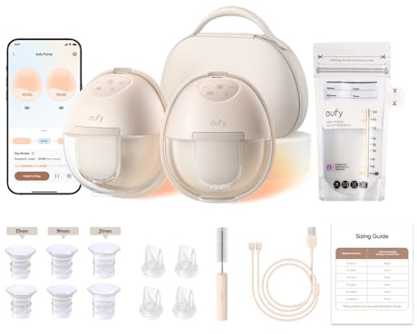 eufy Breast Pump S1 Pro, Heated Wearable Breast Pump,with Breast Milk Storage Bag Electric and Hands-Free with Heating Technology, Portable Charging Case, App-Controlled Smart Rhythm