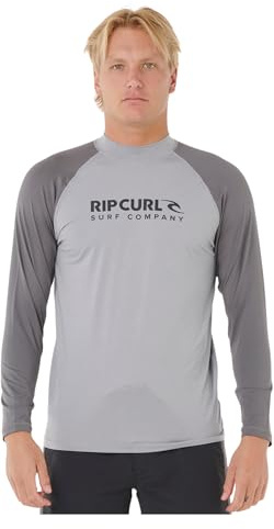 Rip Curl 2026 Herren-Langarm-Shirt aus Lycra Shock, UPF 16 GMRV, Grau meliert