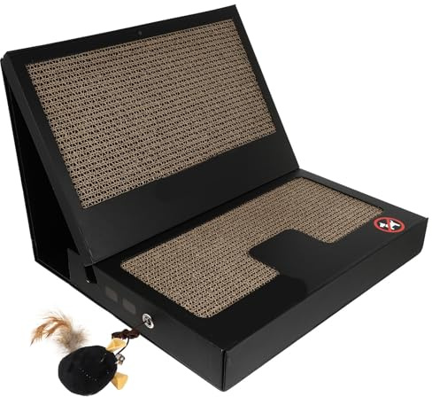 Kreatives Katzenkratzspielzeug Laptop Design, Faltbar, 1 Satz | Wellbalanciertes Design, Verschleißfestes Wellpapier, mit Spielstab, für Hauskatzen im Wohnbereich