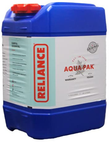 Reliance Products Aqua-Pak 5 Gallon Rigid Water Container, Blue, 11.5 Inch x 9.1 Inch x 15.4 Inch