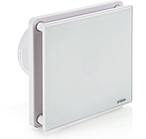 STERR White Bathroom Fan 4 inches / 100 mm - Extractor Fan - Glass Front - Modern Look - BFS100-10 W