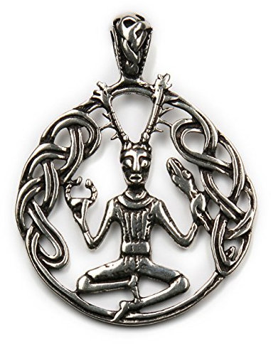 Drachensilber Keltischer Gott der Wälder Kelten Schmuck Waldgott Cernunnos 925 Silber Anhänger Hirsch