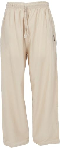 GURU SHOP Yogahose, Unisex Goa Baumwoll-Hose, leichte Lange Hose, bequem | Elastischer Bund, zwei seitliche Taschen, loose Passform, handwaschbar, ungebleichte Baumwolle