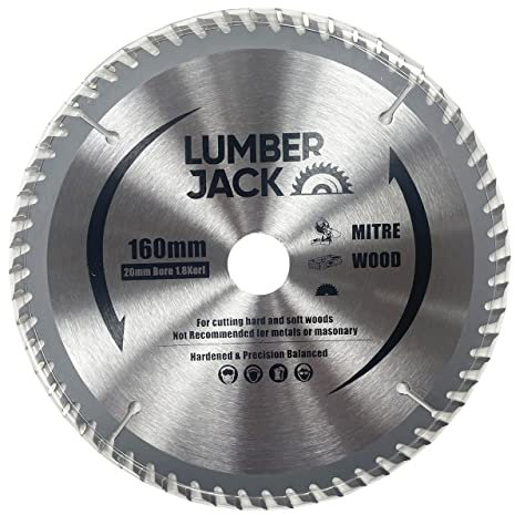 LUMBER JACK 160mm Circular Saw Blade, 60T Carbide Teeth, 20mm Bore, 1.8mm Kerf, Precision Balanced, Hardened for Wood Cutting, Ideal for Circular & Mitre Saws