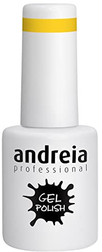 Andreia Semi-Permanent Nail Gel Polish for UV/LED Lamp - Intense Shine and 4 weeks Lasting Manicure Nail Gel Varnish - Colour 292 Bright Canary Yellow - Shades of Gold - 10.5 ml