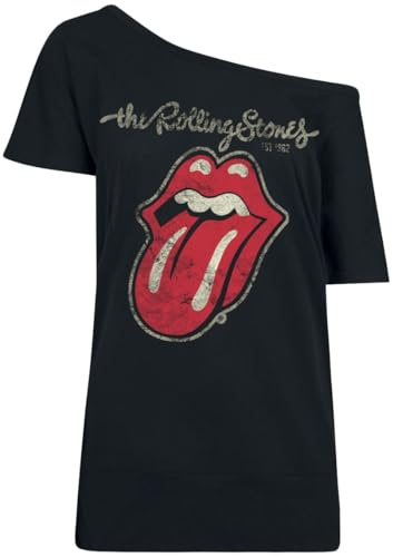 The Rolling Stones Plastered Tongue Frauen T-Shirt schwarz Band-Merch, Bands