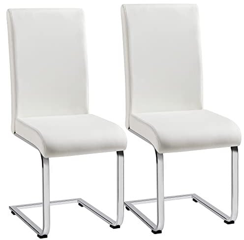 Yaheetech 2 Piezas Sillas de Comedor Sillas de Oficina Conferencia Altura 47cm MAX Carga 135kg Blanco