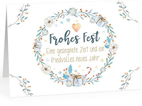 Große XXL Weihnachtskarte DIN A4 mit Umschlag - Frohes Fest wunderbare Design Karte - Übergroße Klappkarte mit nettem Weihnachts Gruß zu Weihnachten