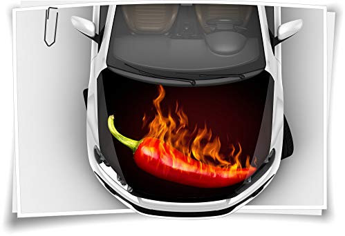 Medianlux Chili Peperoni Feuer Schwarz Rot Motorhaube Auto-Aufkleber Steinschlag-Schutz-Folie Airbrush Tuning Car-Wrapping Luftkanalfolie Digitaldruck Folierung