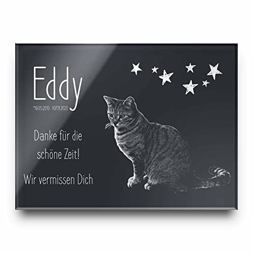 Tier-Grabstein Gedenkstein aus hochwertigem Hochglanz Acrylglas (bruchsicher/wetterfest) Grabplatte mit Gravur/Fotogravur 40x30 cm Gedenktafel für Haustiere Hunde Hund Katze Hase Kaninchen