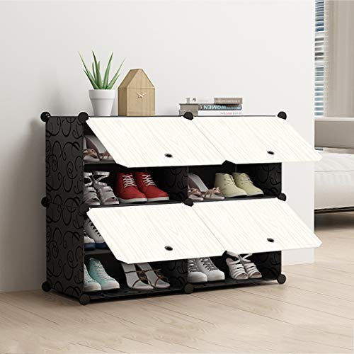 VOCD Range-Chaussures Tiroir D'armoire Modulaire pour Magasin De Chaussures Portable pour Un Gain De Place Étagère À Chaussures Support pour Chaussures Bottes Pantoufles Noir