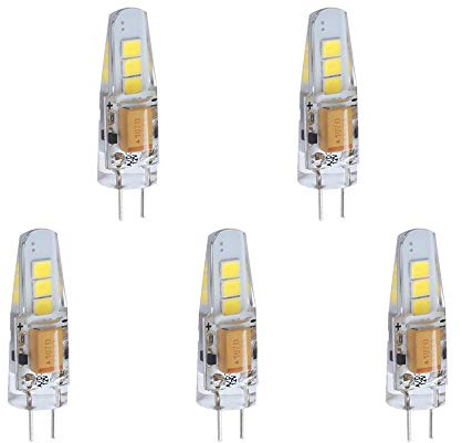 LEKIBOP G4 LED Bulbs Beads Lighting DC 12V 1.6W Corn Light 6 Pcs 2835 SMD Bi-Pin G4 Base No Strobe Flicker Free Halogen Replacement Bulb Under-Cabinet Light Puck Light (Warm White, 5 PCS)