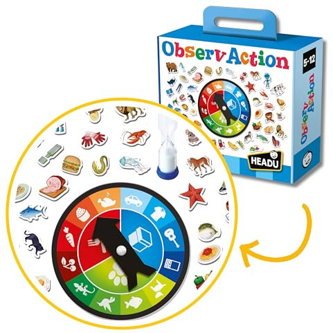 Headu - Observaction - Concentration Et Logique ! | Jeu De Société 4 5 6 7 8 9 10 Ans, Jeu de Plateau pour Enfants, Idée Cadeau Enfants Fille Garçon, Jeu Amusant et Èducatif, Made in Italy