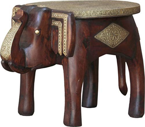 GURU SHOP Vintage Hocker, Blumenbank in Elefantenform - Braun, 35x46x34 cm, Kaffeetische & Bodentische
