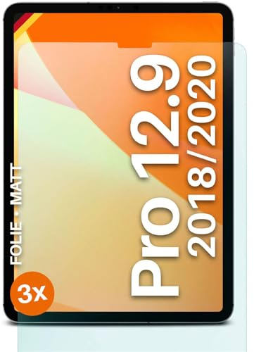 moex® FlexProtect Schutzfolie matt kompatibel mit Apple iPad Pro 12.9 (Gen 3/4) Folie gegen Reflexionen, Anti Reflex Displayschutz, matte Displayfolie, robust und Kratzfest – 3 Stück