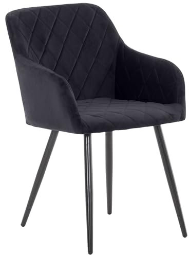CLP Esszimmerstuhl Shila I Samt I Stoff I Gesteppt I Mit Bodenschonern, Farbe:schwarz, Material:Samt