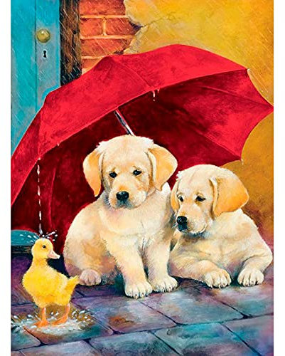 MXJSUA 5D Diamond Painting Set Full Diamant Malerei Kit Diamant Painting Bilder DIY Diamant Painting Malen nach Zahlen Diamant Kunst Handwerk Hunde und Ente Diamant Bilder für Heimdekor Wand 30x40cm