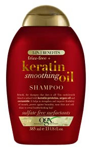 OGX Anti Frizz Keratin Smoothing Oil 5 in 1 Sulfate Free Hair Shampoo, 385ml
