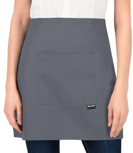 PALLTEX AMAYA Delantal Corto Con Bolsillo Para Cocina | Hombre y Mujer | Manualidades, Pintura, Hornear | EN ISO 13691 Gris