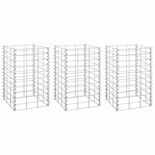 Gecheer 3 Stück Gabionen, erhöhte Betten, für den Garten, aus verzinktem Stahl, 30 x 30 x 50 cm, 30 x 30 x 150 cm, Gabionen für Steine
