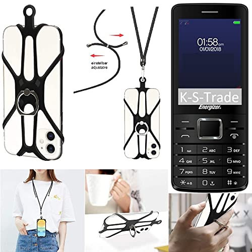 K-S-Trade Qualitativ & Innovativ 3in1 Handykette Handyband Handykordel Halsband Smartphone-Ring Handy-Ring Für Energizer P20 Fingerhalterung