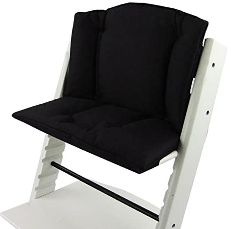 BAMBINIWELT Ersatzbezug Bezug Sitzkissen Kissen-Set Sitzverkleinerer kompatibel mit STOKKE Tripp Trapp für Hochstuhl-Kinderstuhl MELIERT (uni schwarz)