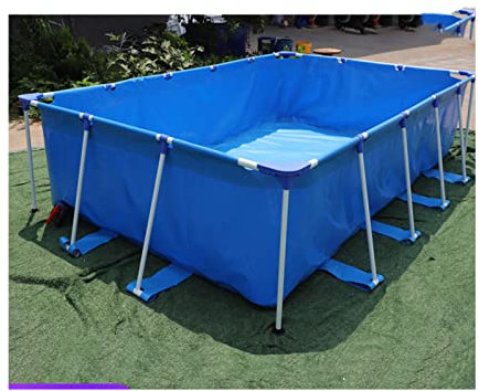 zklaseot Piscine Fuori Terra, sopra Il Suolo Piscina, Tela in PVC Outdoor Rettangolo Struttura in Acciaio Pool Frame for Il Cortile, Garden Family (Colore : Blu, Taglia : 1.5X1X0.8M)