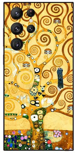 Berkin Arts Kompatibel mit Samsung Galaxy S22 Ultra Hülle Silikon Handyhülle Khaki Aesthetic Fancy Blooming (Gustav Klimt-Baum des Lebens)