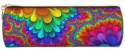Federmäppchen mit Strandriff-Motiv, bedrucktes Leder-Federmäppchen, Stiftetasche, Kosmetiktasche, Make-up-Tasche, Büro-Aufbewahrungstasche für Männer und Frauen, Rainbow Tie Dye-Red, Einheitsgröße