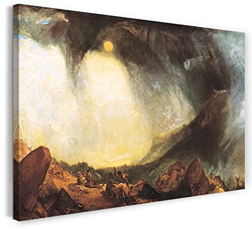 Leinwandbild (30x20cm) William Turner: Snow Storm Hannibal and his Army Crossing the Alps, Leinwand auf Keilrahmen gespannt und fertig zum Aufhängen, hochwertiger Kunstdruck aus deutscher Produktion