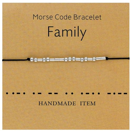 Tidefire Morsecode Armbänder für Frauen Männer Geheime Armreif Freundschaft Armband mit (MS009 Familie)