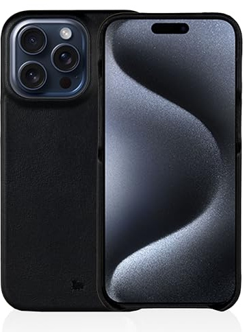BULLAZO Menor Classic iPhone 15 Pro kompatibel mit Magsafe Premium Lederhülle Handy case magnetische Schutzhülle Leder in Cognac und Schwarz