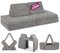 Linodino® Spielsofa Cord - Kindersofa | Schaumstoff Bausteine - Kinder Sofa für einen aufregenden Indoor Spielplatz | Kindercouch als Kuschelecke im Kinderzimmer | Mit Schlaffunktion | Elefanten Grau