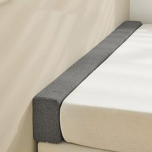 Miaogoo Weicher Bettlückenfüller für Einzel-/Doppelbett, rechteckiger, langer Bettkeil, dick, elastisch, Matratzenverlängerung, waschbarer Bezug, Wandmatratzenfüller (200 x 10 x 20 cm, Dunkelgrau)