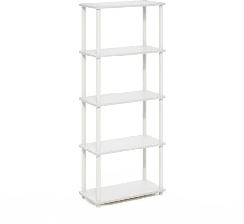 Furinno Turn-N-Tube 5-stufiges Mehrzweck-Regal-Präsentationsregal, Weiß/Weiß