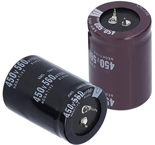 2 Stück 450 V 560 μF Aluminium-Elektrolytkondensator, LED-Lampen für Audiogeräte mit Aluminiumgehäuse, Hohe Temperaturbeständigkeit für Filterkopplungs-Leistungsverstärker