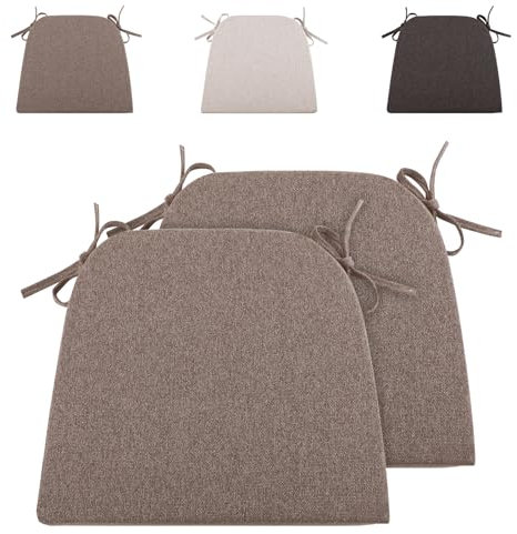 RUIXUAN Stuhlkissen 43 * 41cm Sitzkissen Stuhlauflage Outdoor Gartenstuhlkissen Sitzpolster Auflage für Rattanstühle Outdoor Stuhlkissen mit Bändern (Graubraun-2pcs)