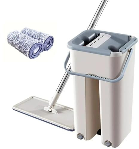 Stock Lider-Mopa Fregona con Cubo Escurridor Mopas de Limpieza Suelos Mopa para Limpiar Azulejos y Paredes Hogar Mop Trapeadora Fregona Autoescurrible Plana con 2 Almohadillas Microfibra