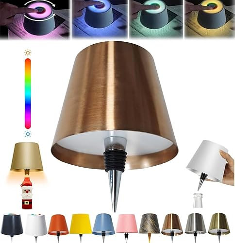 oddmmo Wireless Bottle Lamp, 2024 New Wireless Wine Bottle Light with Colorful Dimming, Rechargeable Touch Control Wine Bottle Lights, New LED Desk Lamp for Bedroom, Restaurant & Bar