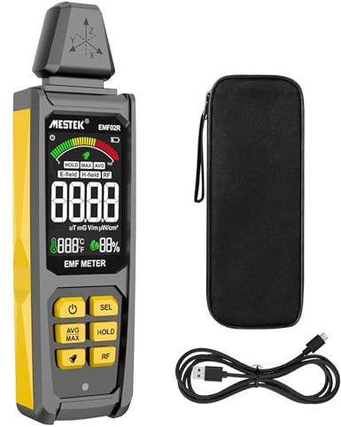 EMF Messgerät, MESTEK 5 in 1 EMF Strahlungsdetektor EF/MF/Radiofrequenz Feld Elektromagnetische,Wiederaufladbares Haus EMF Detektion