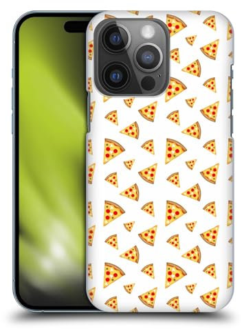 Head Case Designs Offizielle PLdesign Coole Lustige Pizzastücke Weiß Ernährungsmuster Harte Rueckseiten Handyhülle Hülle Huelle kompatibel mit Apple iPhone 14 Pro