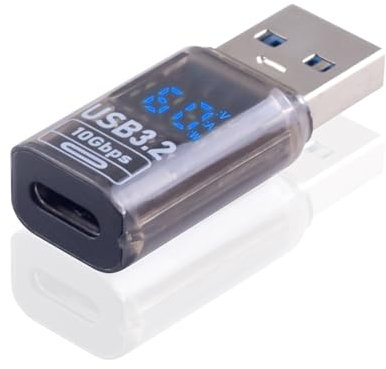 Maxhood USB-C Female to USB Male Adapter 10Gbps, 1pack USB C to USB A Adapter with LED Digital Display, Transparent Type C to USB 3.2 Type A Charger Converter Compatible for Macbook, Smartphone