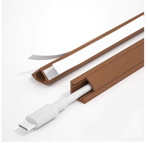 HDYZJQ cable trunking 2Pack Self Adhesive Corner Duct Cable Raceway, 3.3ft Large Paintable Corner Cord Cover for Wall Corner/Ceiling, PVC Cable Organizer Channel/Cable Trunking(Brown,Holds 1 wires)