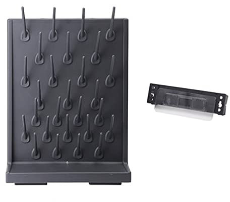 Estante de secado de laboratorio, material PP, escurridor de cristalería, montado en la pared/independiente, clavos desmontables, estante de limpieza de equipos de laboratorio escolar, 27 clavos, B