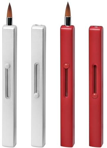 Pincel de Maquillaje para Labios, Retráctil, Doble Extremo, Portátil (Red + Silver)