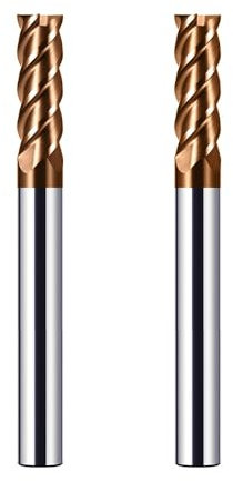CREEYA 2PCS Fresa de metal duro 6mm, 4 dientes/4 Flautas CNC Fresas, HRC 55, Dorado TiSiN revestimiento, Fresas Carburo de recta 6mm Para Acero Metal Madera Plásticos (6mm)