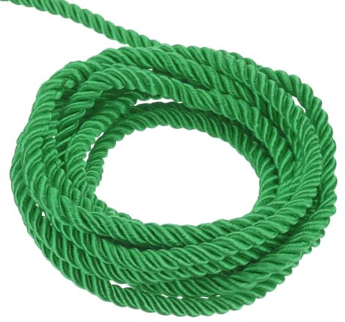 QUARKZMAN Orlo a Corda Intrecciata, 11 Iarde 3mm 3-Fili Corda Intrecciata brillante per Borse Regalo Tende Decorative Natalizie, Verde Scuro - 10M