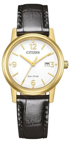 CITIZEN Damen Analog Eco-Drive Uhr mit Leder Armband EW2722-01A